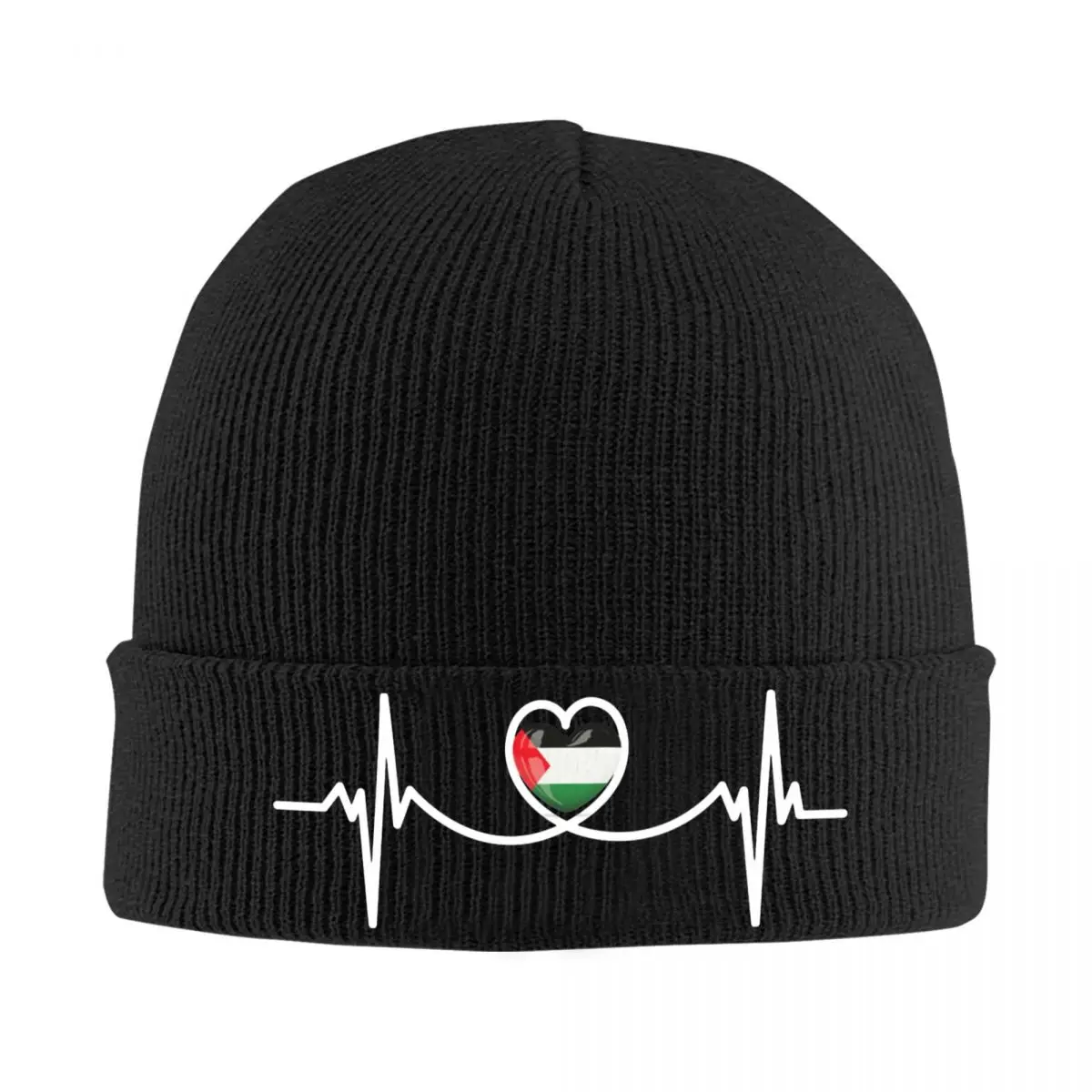 

Heart Beat Palestine Palestinian Knitted Hat Beanie Winter Hat Warm Hip Hop Cap for Men Women