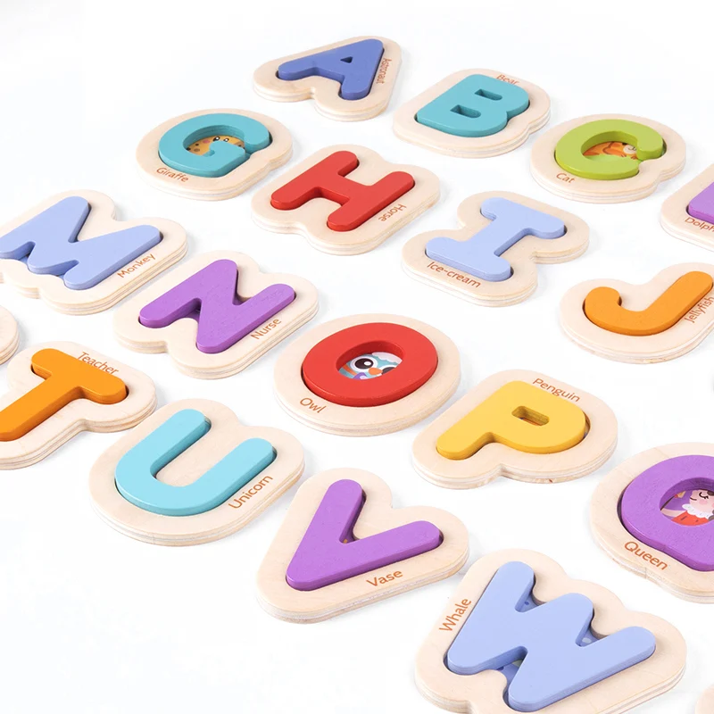Wooden Children's Alphabet Matching Puzzle, Early Childhood Education, English Enlightenment, Educational Toys 3
