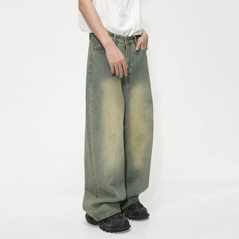 IEFB Vintage Gradient Baggy Jean Trousers Trend Men's Fashion Distressed Y2k Style Personality Wide Leg Casual Denim Pant 9C1149 3