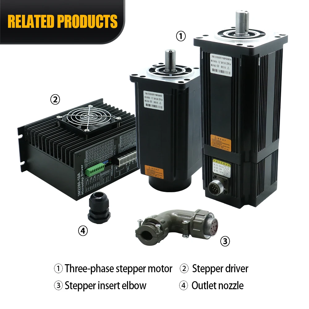 3 상 AC 스테퍼 모터 키트, CNC 라우터 테이블 조각 기계, 110mm, 20N.m, 110BYG350D, 3M2280-10A 드라이버, 220V 하이브리드 6.8A