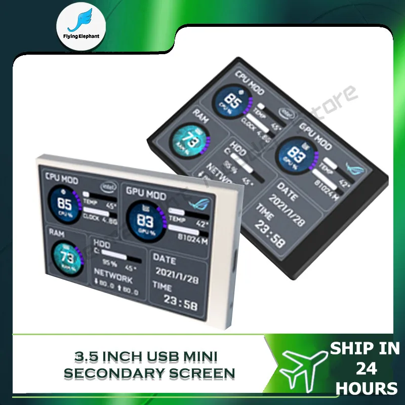 Ips Tipo-c Tela Secundária Monitor de Computador Display Usb para Chassi Cpu Gpu Ram Hdd Livremente Aida64 Mini Monitor 35