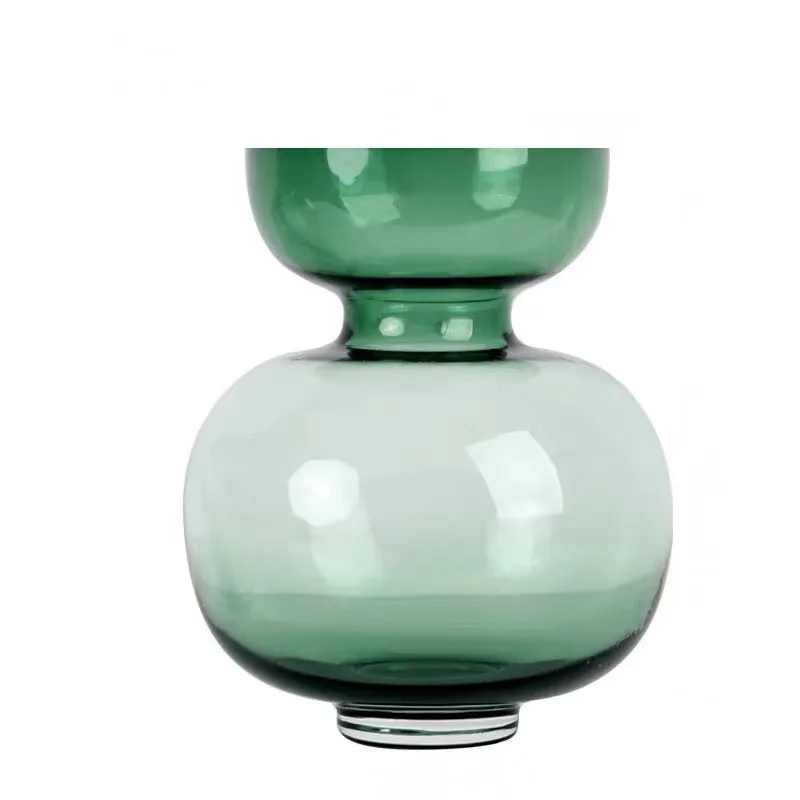 Glass Vase Green Round Gourd Floral Vase Hydroponic Flower Pot Geometric Circle Terrarium Home Decoration Accessories Vases Pots 6