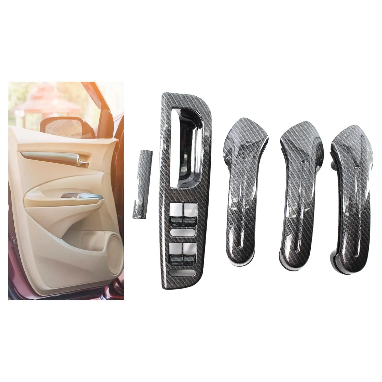 Interior Door Pull Grab Handle Set Switch Panel for VW Jetta 1999-2004