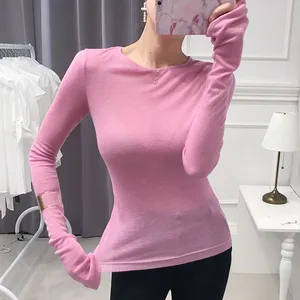 Сексуальная Женская футболка Shintimes, облегающая Базовая эластичная футболка с длинным рукавом в Корейском стиле, женская одежда, футболка