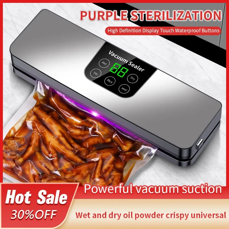 Electric Food Vacuum Sealer Dry/Wet food vacuum packaging machine Kitchen Food Storage Seal Smart Touch Key Detachable Clean