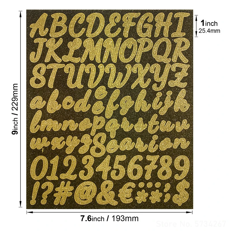 1sheet Glitter Gold Silver Alphabet Stickers Adhesive Letters