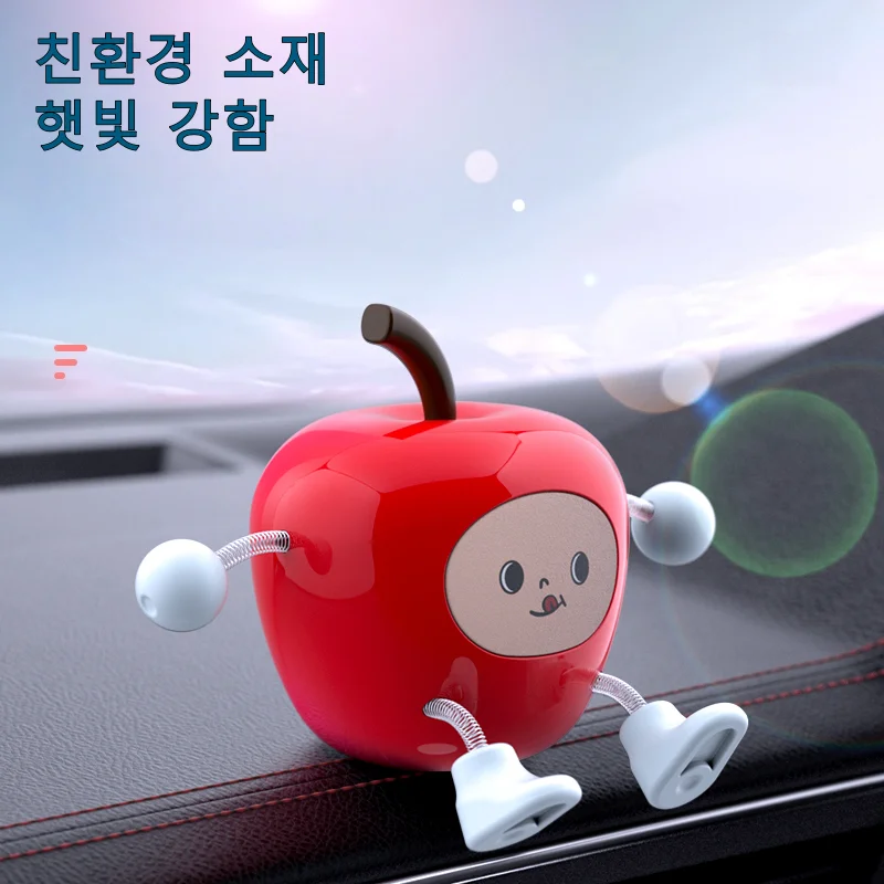 자동차 대시보드 사과 인형, 흔들리는 춤추는 피규어, 행운과 평안 장식품