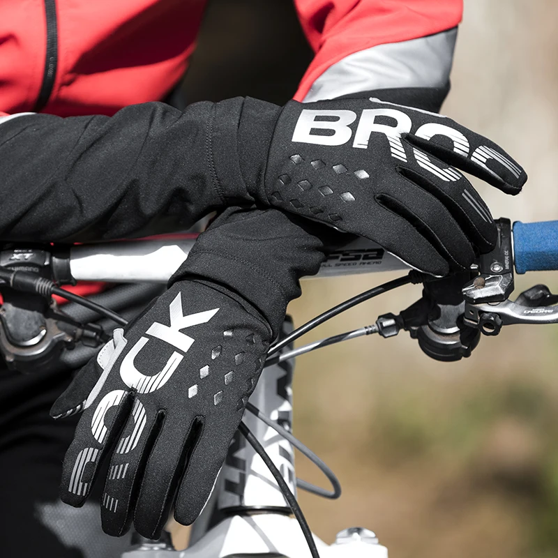 ROCKBROS Bike Glove Winter Warm Windproof Gloves Fleece Long Finger Touch screen Gloves Outdoor Sports Running Riding Mittens 3