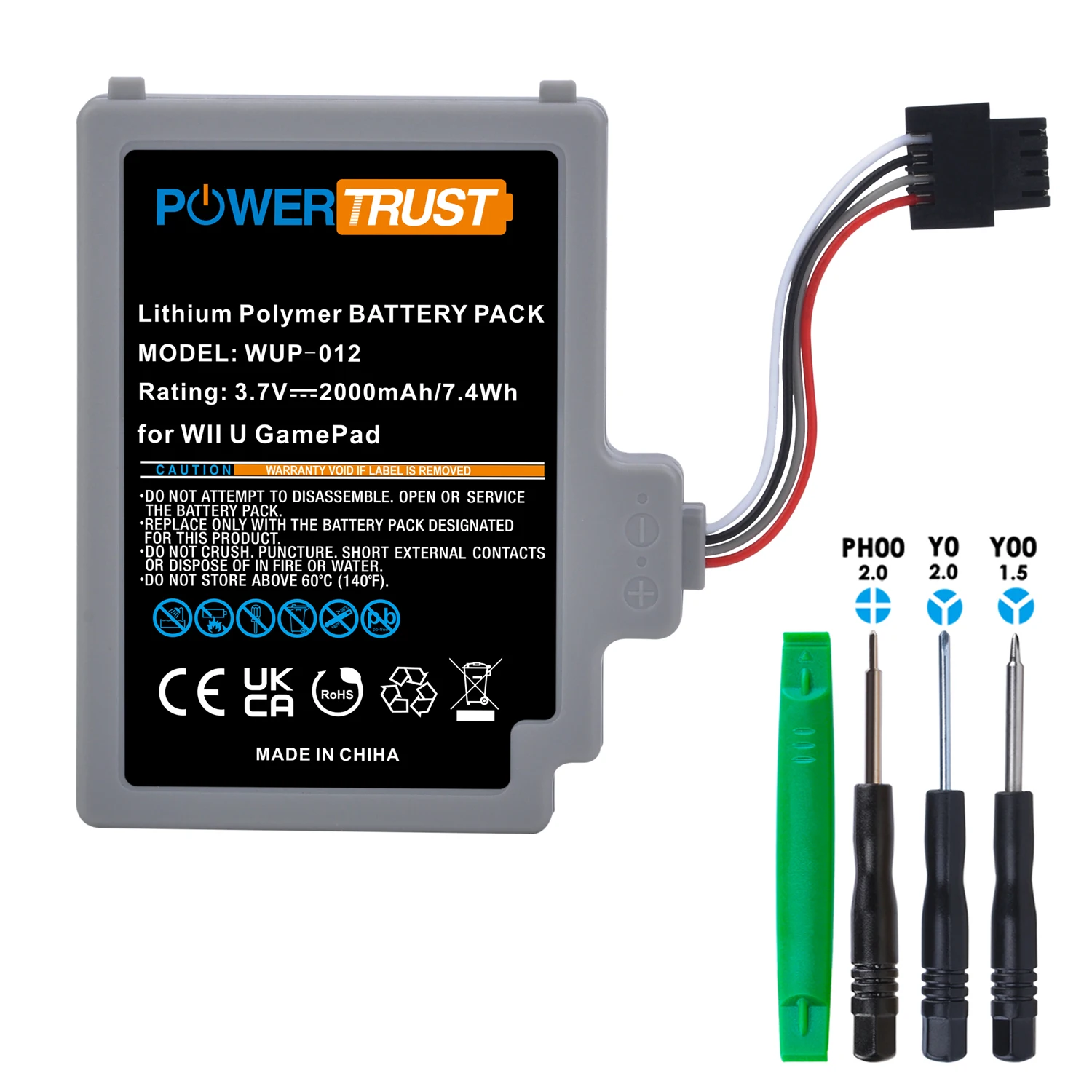 Powertrust 2000Mah Wup-012 Wup012 Pacco Batteria Per Controller Gamepad Nintendo Wii U Wup-012, Wup-010