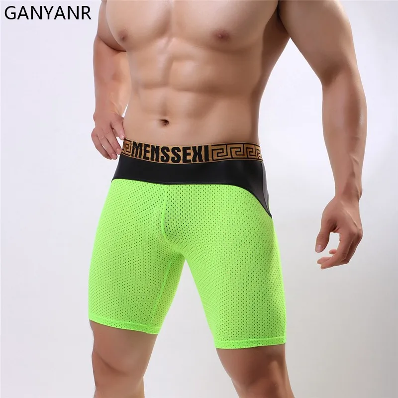GANYANR Men Running Tights Compression Shorts Leggings Gym Sportswear Fitness Sport Basketball Sexy Yoga Training Workout Track