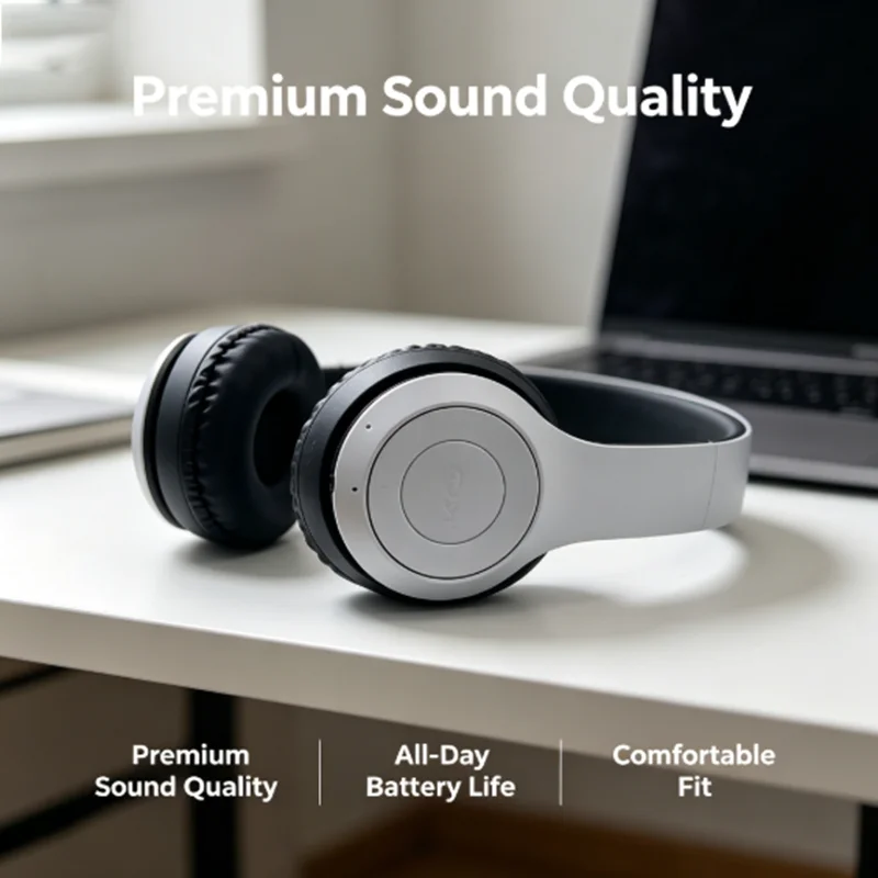 Wireless Bluetooth 5.0 Over Ear Headphones, Effective Noise Isolation Stereo Headset, Adjustable Head Beam And Soft_voghion.com
