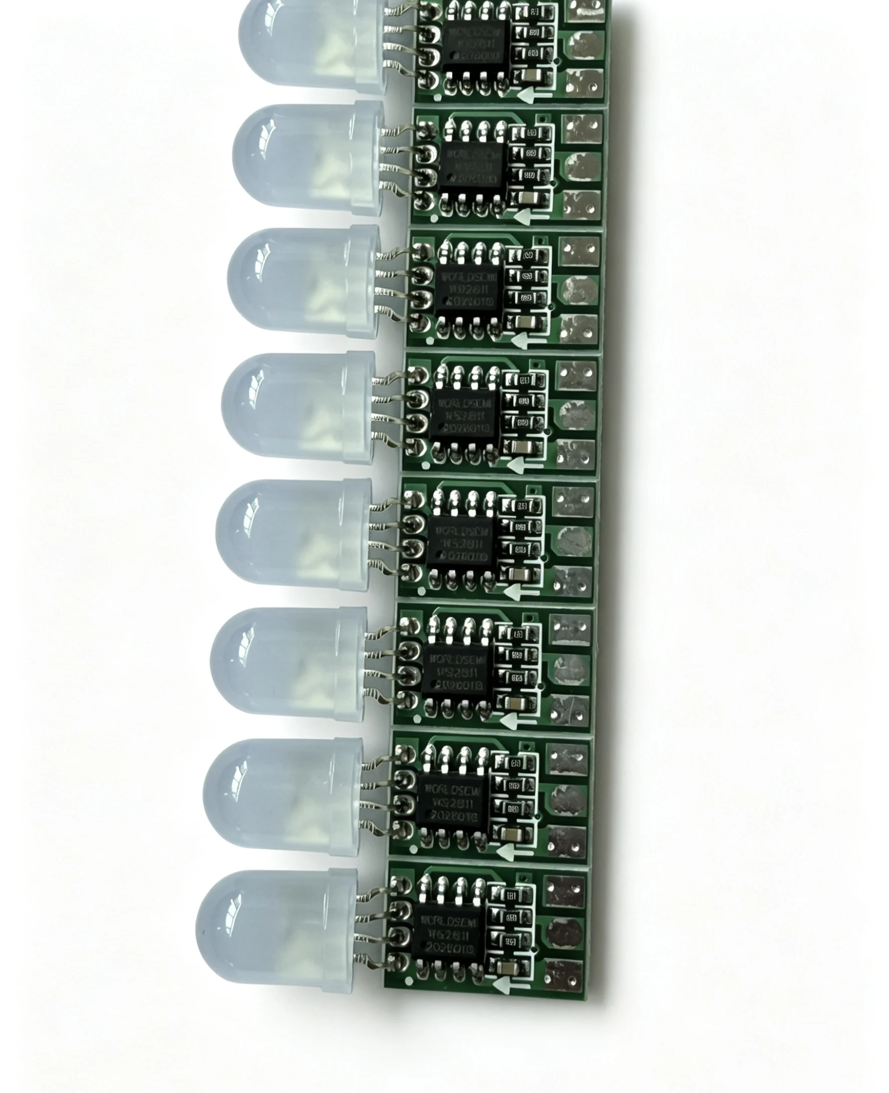 DC5V DC12V WS2811 주소 지정 가능 픽셀 PCBA, 8mm 라운드 모자 RGB LED 포함