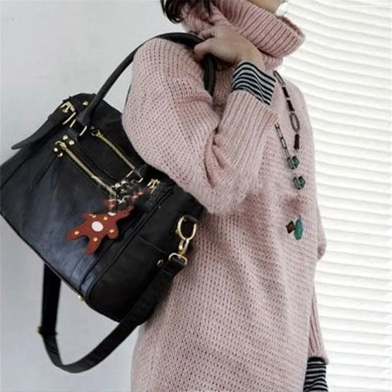 Women's Handbag Vintage Belt Bear Big Tote Female Shoulder Bag Messenger Leather Crossbody Sequin Decoration
