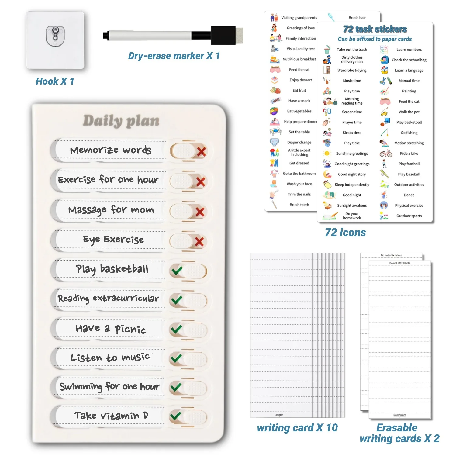Magnetic Erasable Planner Board with Accessories