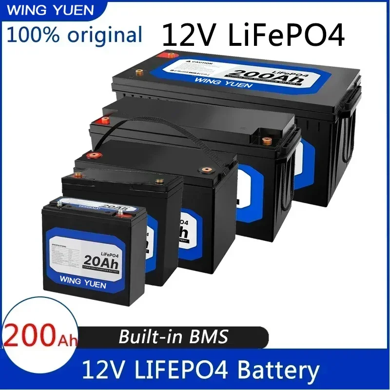 

New 12V 20Ah 50Ah 100Ah 150Ah 200Ah LiFePo4 Battery Pack Lithium Iron Phosphate Batteries Built-in BMS For Solar Boat No Tax