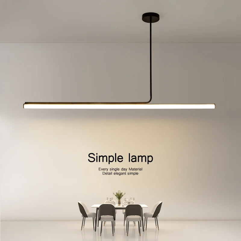 

Modern Minimalist Long Tube LED Chandelier Dimmable Black for Table Kitchen Dining Room Accesories Pendant Lights Decor Fixture