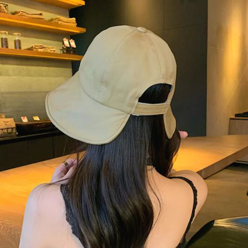 Sun protection hat Women's Summer Cotton Bucket Hat Outdoor Beach Adjustable Solid Color Fisherman