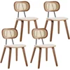 Modern Dining Chairs Set of 4,Upholstered Faux Leather Dining Room Chairs with Rattan Backrest and Wood Legs,Armless Wood Chairs 6