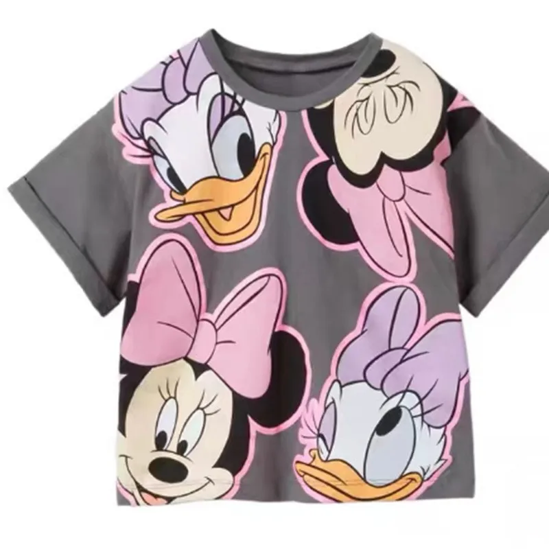 Minnie Printed Tees For Baby Girl Clothing Korean Style Trendy Summer Kids Tops T-shirt Costume Children Disney Cartoon T Shirts
