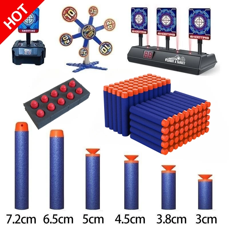 

7.2cm 1.5cm 3.8cm 4.5cm 5cm 50pcs For Nerf Soft Bullets Darts Round Head Refill Sponge Kids Children Toy Gun N-Strike Blasters