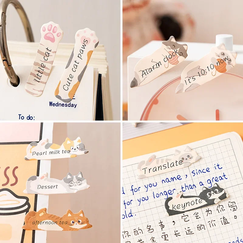 180sheets Cartoon Animals Sticky Notes Kawaii Cat Index Tabs Stickers Label Paper Notepads 4