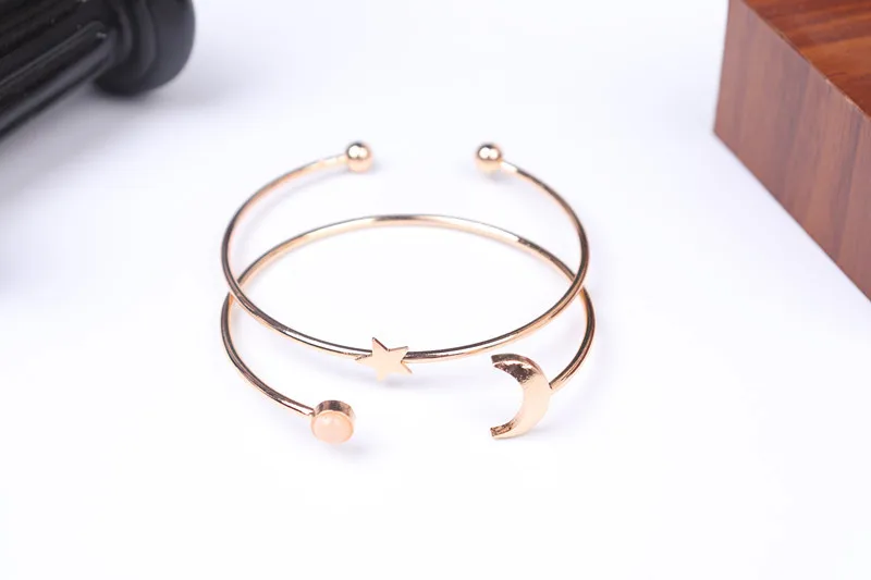 Bangle Bracelet Open double heart For Women girl Accessories jewelry
