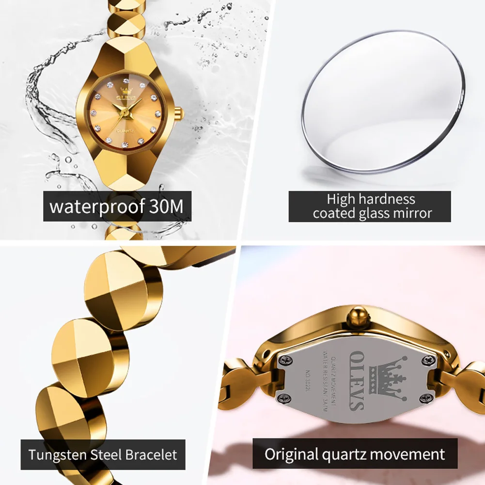 OLEVS orologio al quarzo originale per donna Luxury Rhombus Mirror Diamond acciaio al tungsteno impermeabile eleganti orologi da polso da donna Reloj