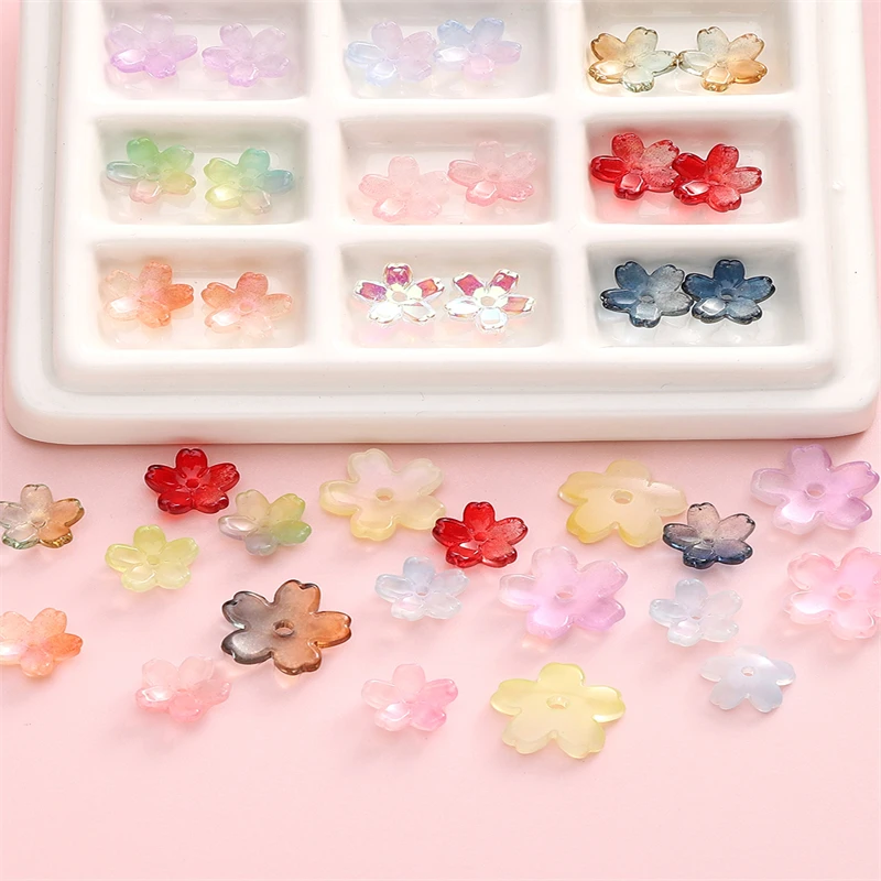10pcs11/15mm Fünf Blütenblatt Blume Lampwork Perlen Kappen Glas Spacer Perlen für Schmuck Machen DIY Zubehör haarnadel Kopfbedeckung