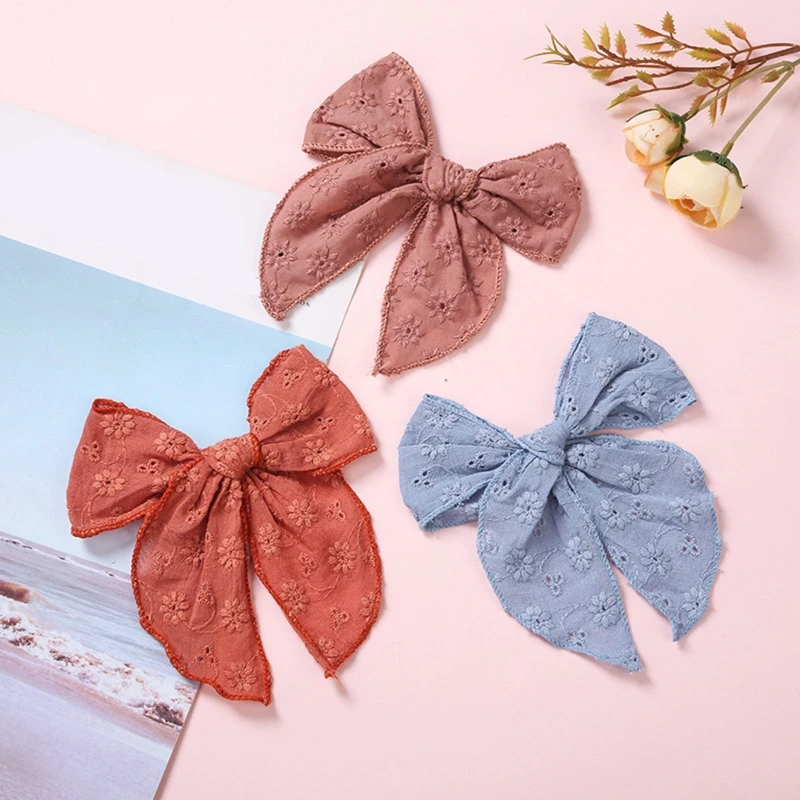 

Baby Girls Bowknot Hair Clips Muslin Bows Hairpins for Children Jacquard Hairgrips Princess Barrettes