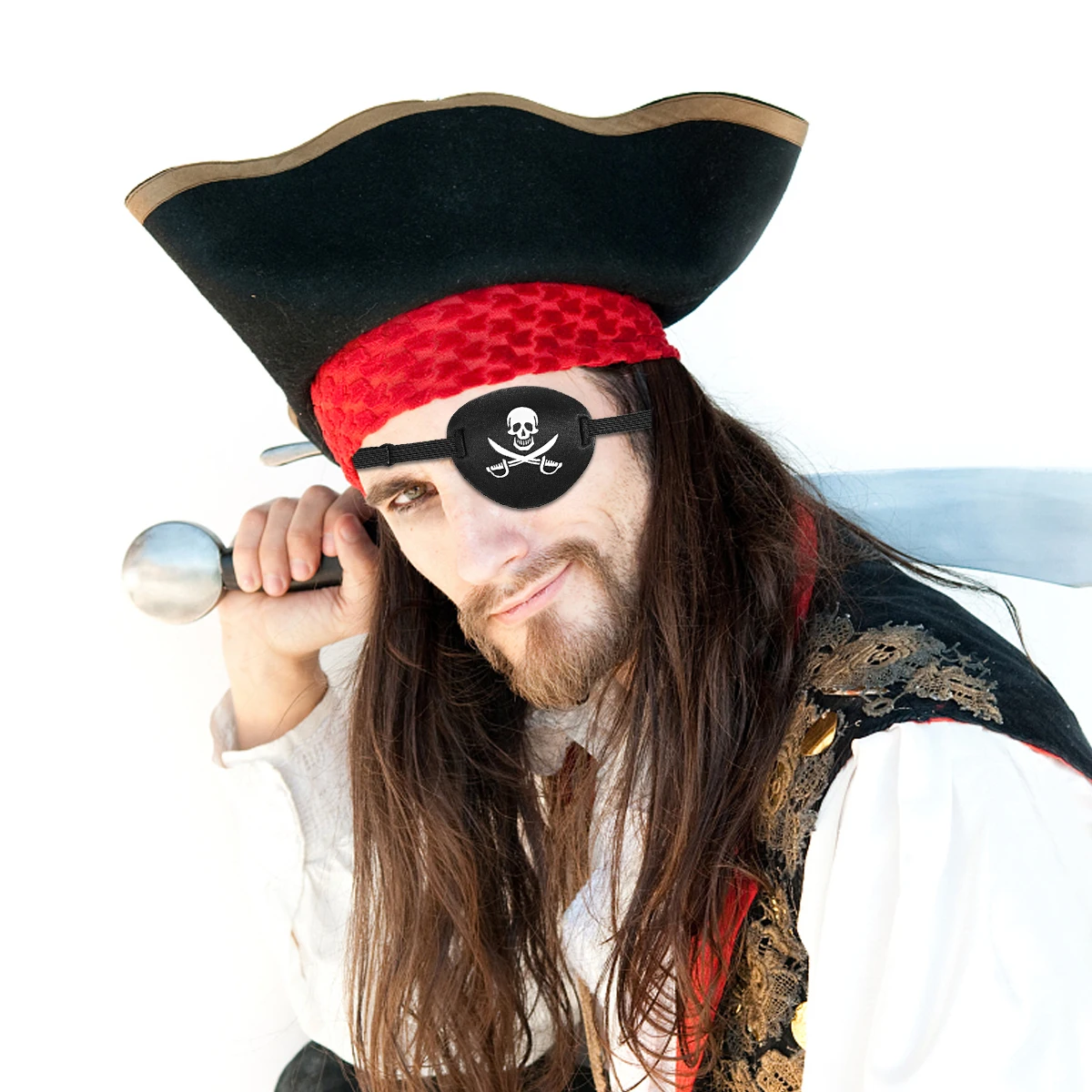 1pc Pirate Single Eye Mask Pirate Skull Crossbone Eye Cover Children Kids Eye Patch EVA Eye Mask For Lazy Eye (Black) 6