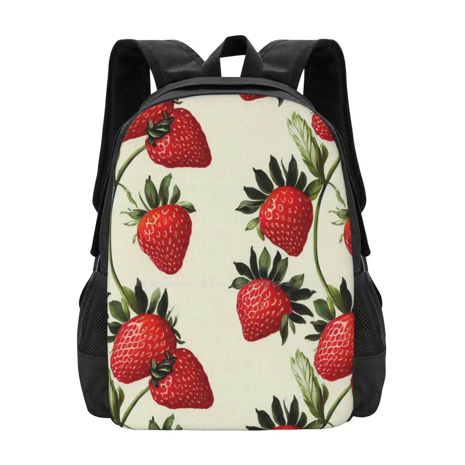 

Vintage Floral Cottagecore Romantic Strawberry Design Pattern Design Laptop Travel School Bags Colorful Nature Cute Aesthetic