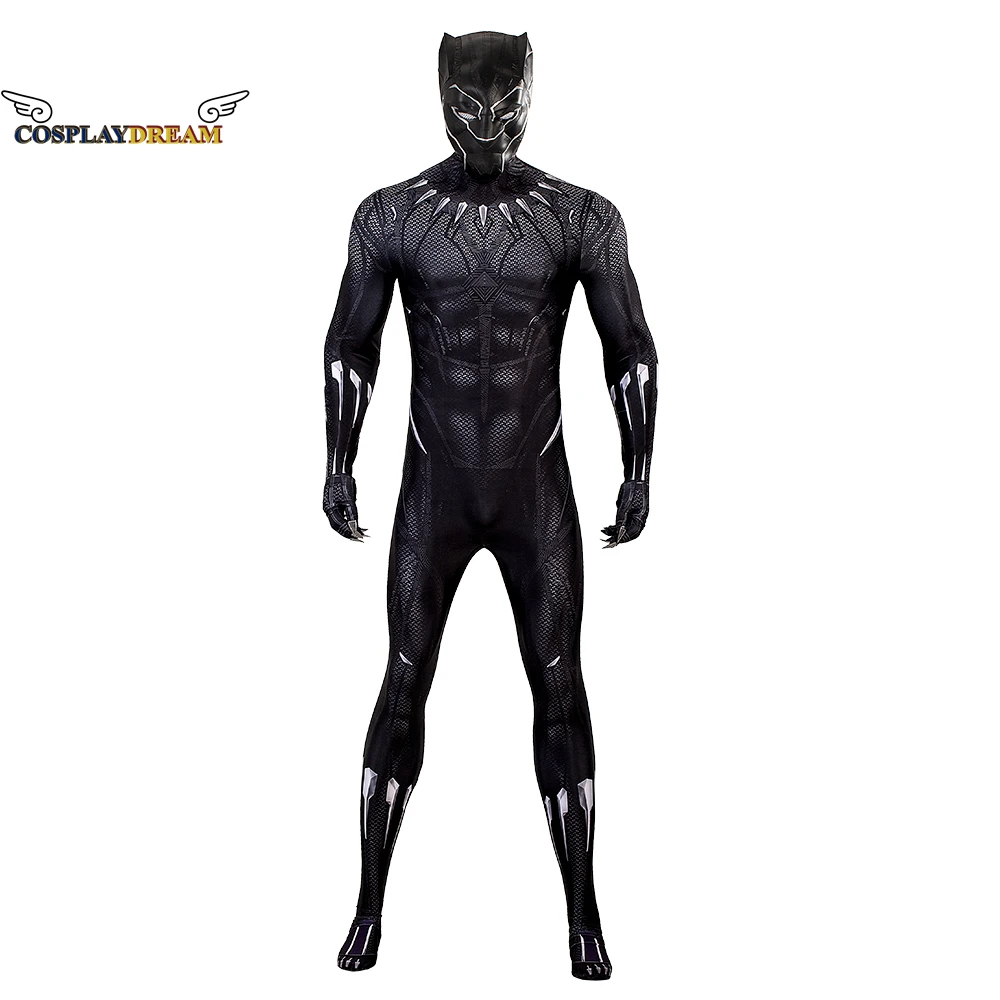 

Halloween Carnival Superhero Panther Cosplay Challa Costume 3D Printing Jumpsuit King Black Suit Spandex Zentai Suit