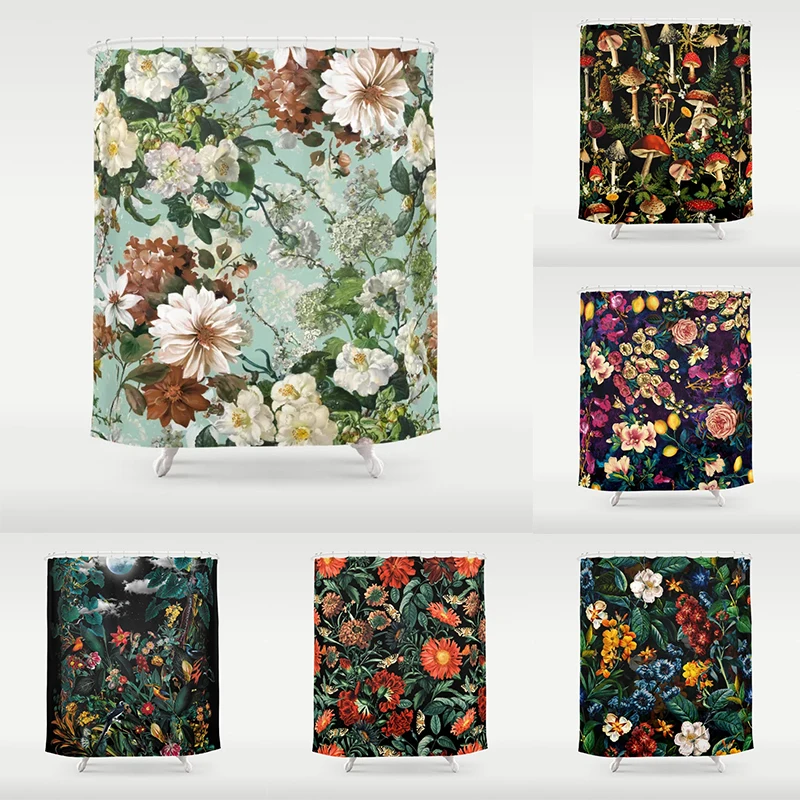 Shower Curtains Abstract Plant Character Monkey Flower Bathroom Curtain Home Decor Waterproof Personality Shower Curtain cortina de la ducha