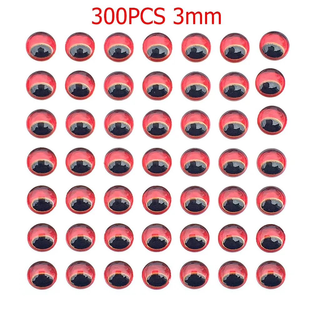 

300pcs 3/4/5/6mm Fish Eye Snake Pupil Red 3D Soft Molded Eyes Self Adhesives Sticker Holographic Fishing Lure Eyes Fly Tying DIY