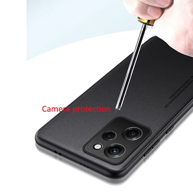 Business Plain Leather Case with Enhanced Camera Protection and Anti-Drop Features