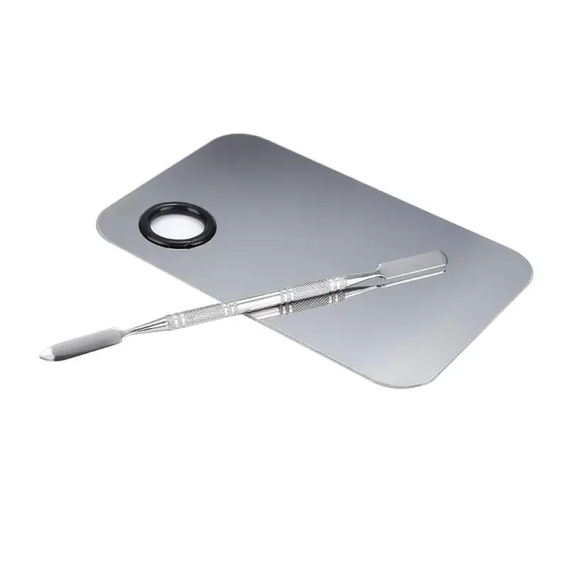 

Смеситель для макияжа из нержавеющей стали, металлическая пластина для смешивания лака для ногтевого дизайна, палитра для смешивания цветных кремов в салоне красоты, различные формы для макияжа