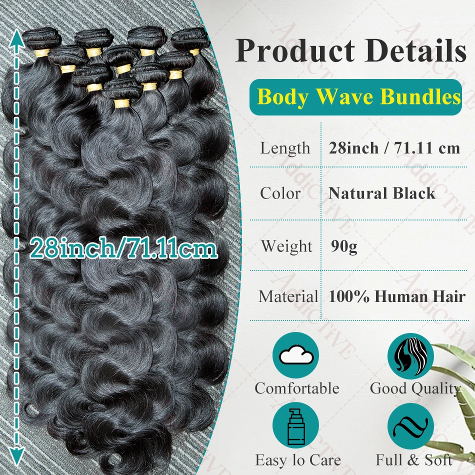 Human Hair Weave 12A Body Water Wave 28 30 32 40 Inches Brazilian Remy 1 3 4 Bundles For Women