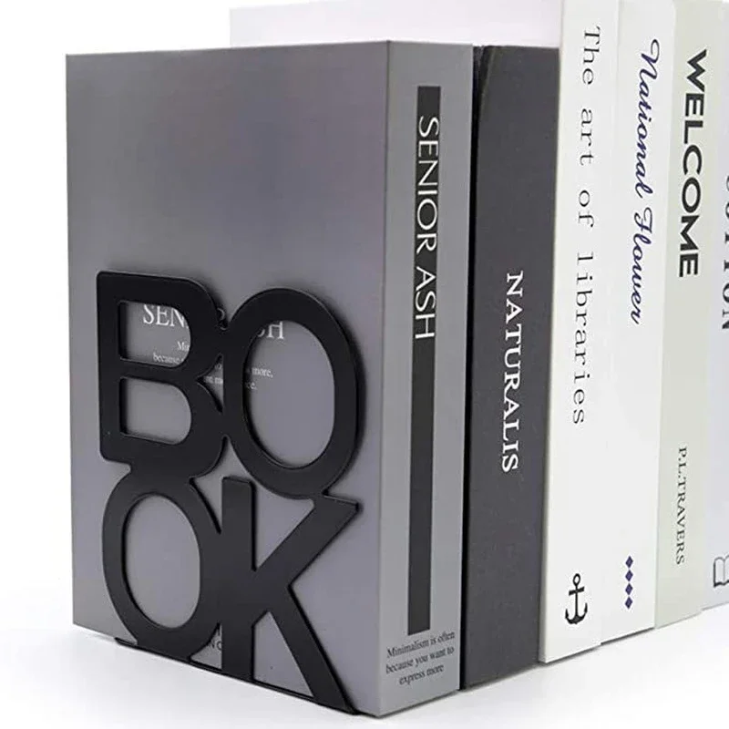 2pcs Bookend Book Stand Support Sample Bookend Iron Desktop Art Non Slip Rack Shelf Holder School Stationery Office Accessories book holder book stand