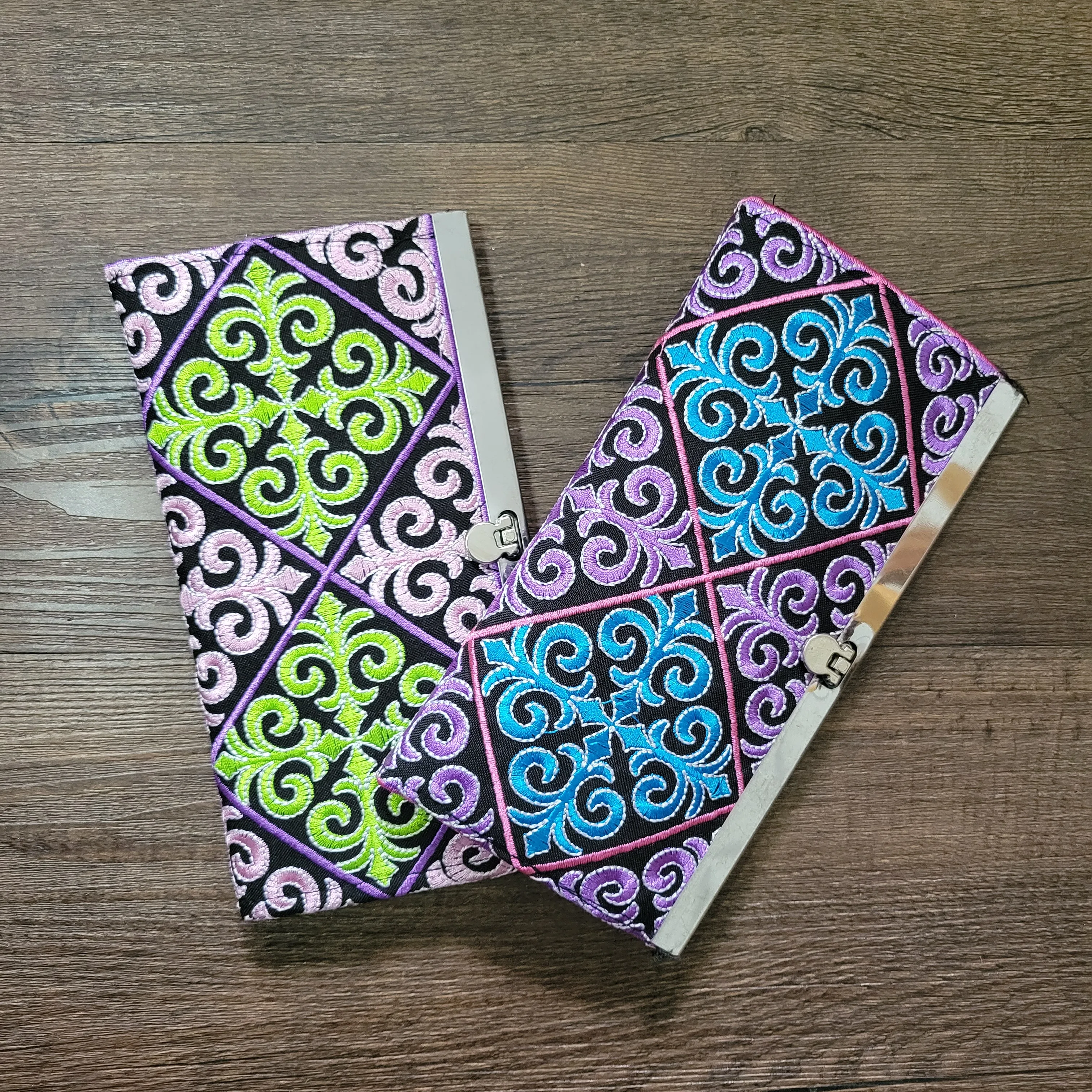 5pcs/lot Women Wallet clip Vintage canvas money clip Embroidery hasp Purse for women Long wallet