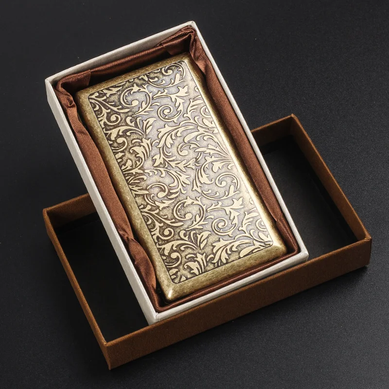 Men's Cigarette Case with Gift Box for 20pcs Vintage Metal Cigarette Box on  Sale