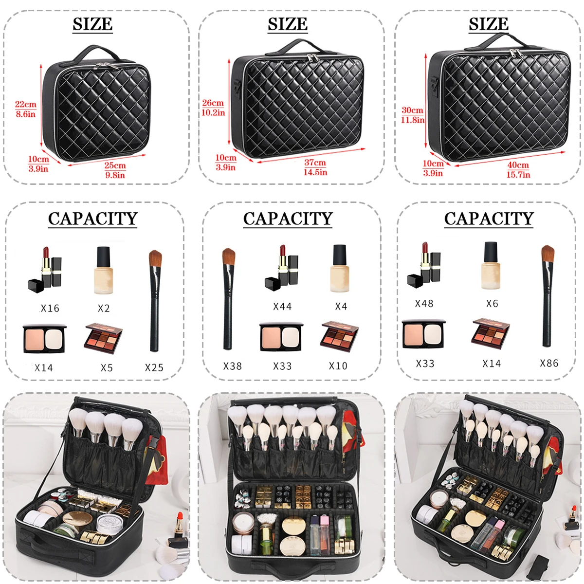 cosmetic case Three-layer Cosmetic Case Large Waterproof Oxford Cloth Manicure Makeup Toolbox Travel Underwear Storage Box