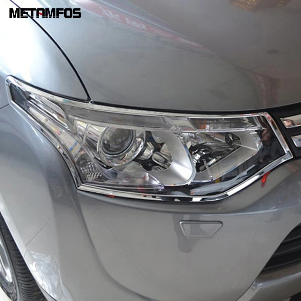 

Для Mitsubishi Outlander 2013 2014 2015, хромированная головная лампа, обшивка, рамка фары, защитные аксессуары, Стайлинг автомобиля