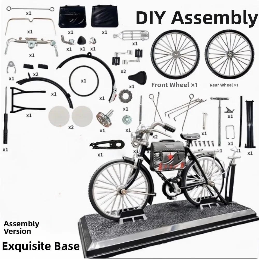 1:10 Scale Assembly Bicycle Model Toys Retro Alloy Simulation Bike Model Kit Desktop Decor Self Assembled