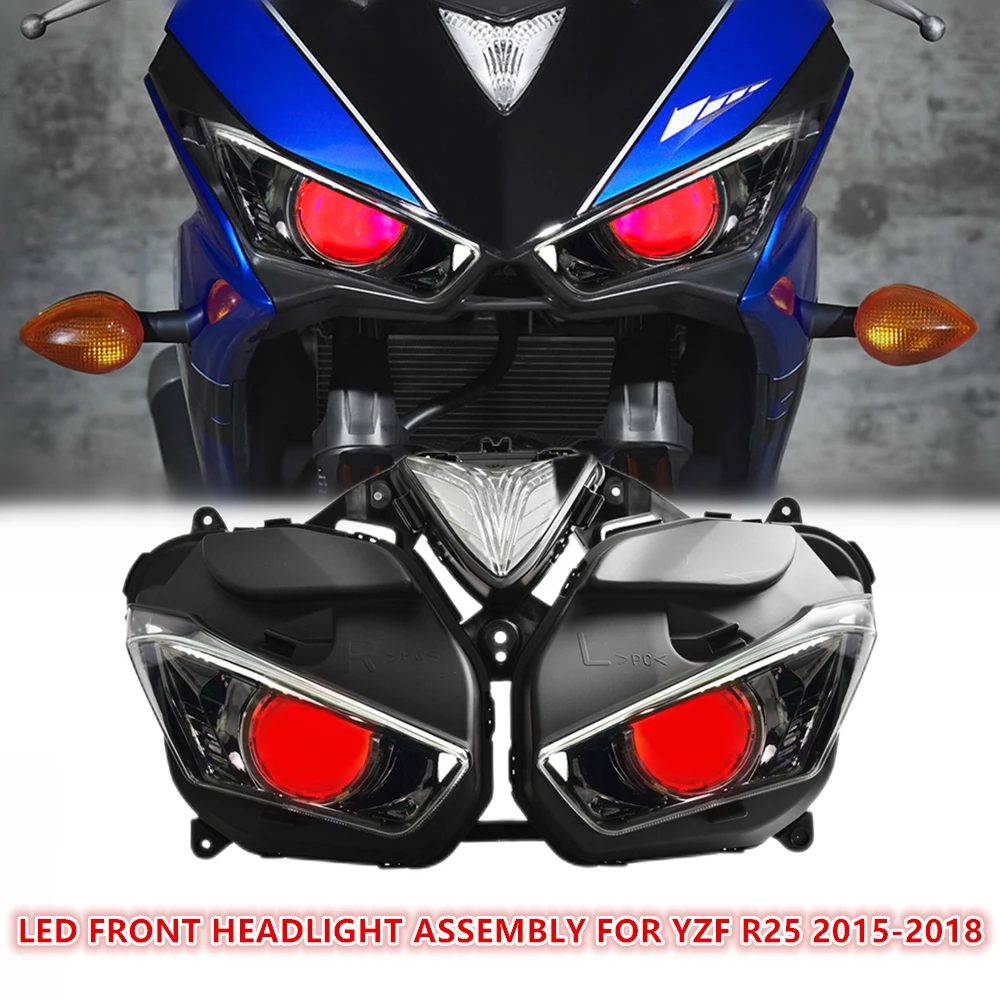 

KT Motorcycle FULL LED Headlight Assembly for Yamaha R3 R25 2015-2018 Front Headlamp Completed