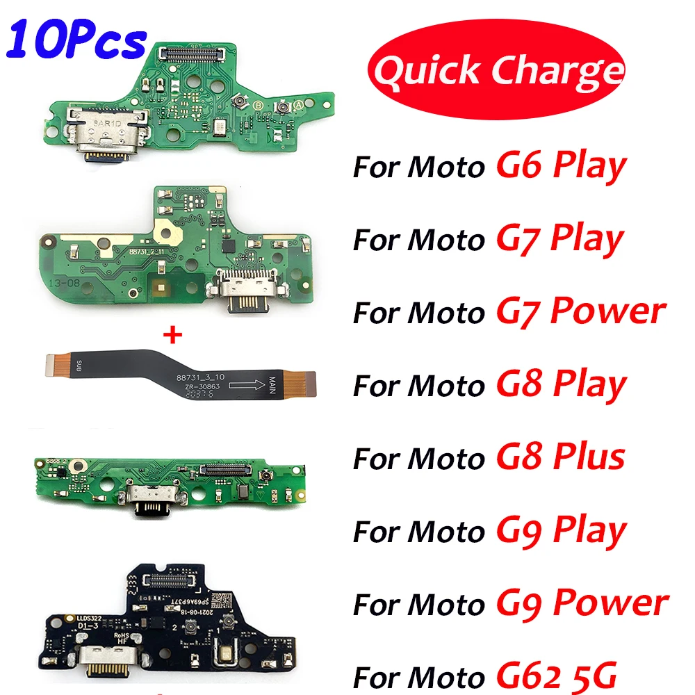 

10Pcs , USB Charging Dock Plug Connector Charge Board & Mainboard Flex Cable For Moto G7 Power G9 G8 Play G8 Plus G41 G100 G71
