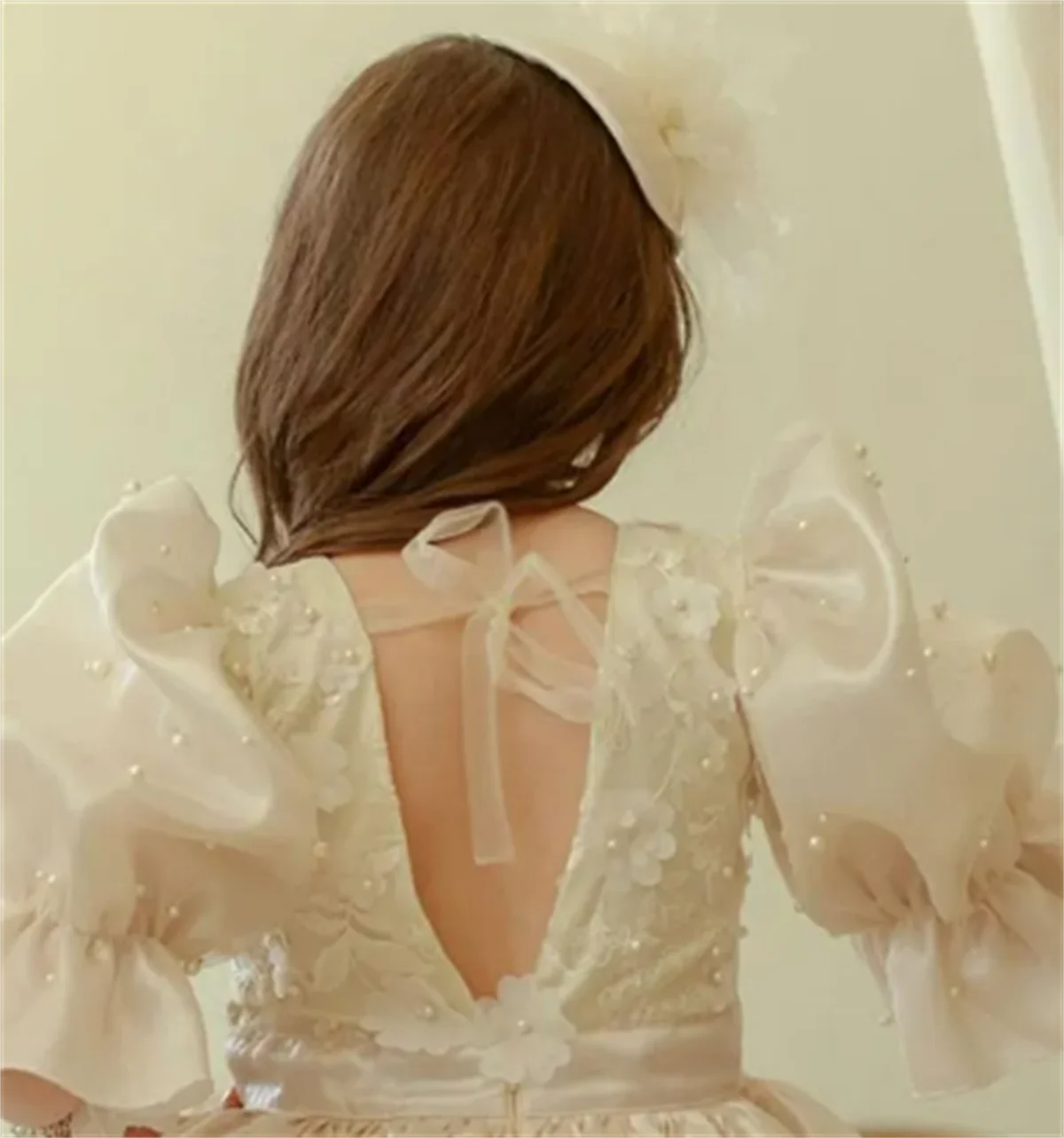 Flower Girl Dresses Ivory Fluffy Stain Lace Applique Skirt Wedding Elegant First Communion Birthday Party Dress flower girl dresses floral appliqu&eacute; dress girls dresses