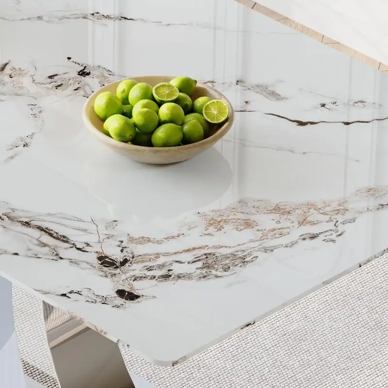 Glass Dining Table Chair Set 6