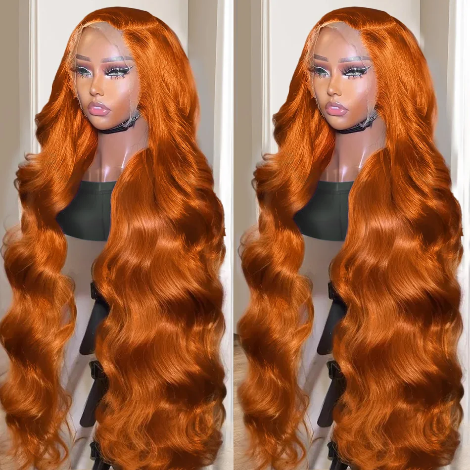 Human Hair Wig human hair wig 30 40 Inches Orange Ginger Body Wave 13x4 HD Transparent Lace Frontal Wig 13x6 Lace Front Human Hair Wigs Glueless Ready To Go