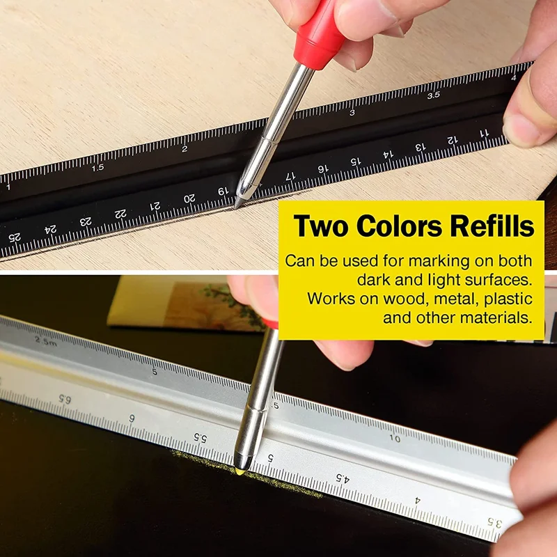 Solid Carpenter Pencil Set Woodworking Tools Mechanical Pencil 3 Colors Refill Construction Job Tools Carpentry Marking Scriber