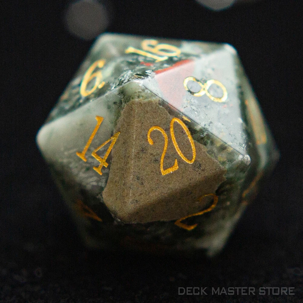 African Blood Stone Dice Polyhedral Gemstone Various Shapes Digital D20 Dice for D&D TRPG Magic Tabletop Games Board Games Dice